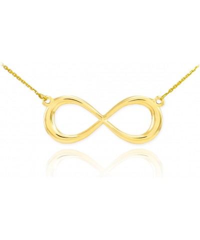 14K Yellow Gold Infinity Symbol Figure Eight Pendant Necklace with Rolo Chain - 18 $112.75 Necklaces