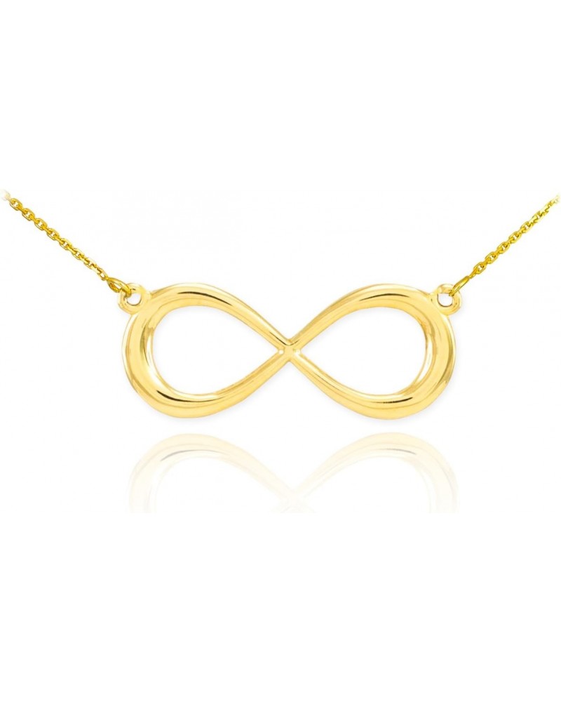 14K Yellow Gold Infinity Symbol Figure Eight Pendant Necklace with Rolo Chain - 18 $112.75 Necklaces