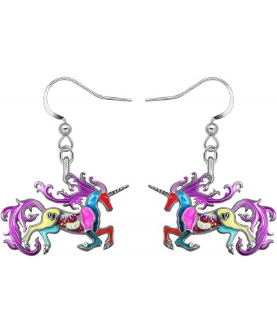 Enamel Alloy Cute Animal Unicorn Dangle Drop Earrings Novelty Horse Jewelry for Women Girls Ladies Gifts Charms Multi $9.68 E...