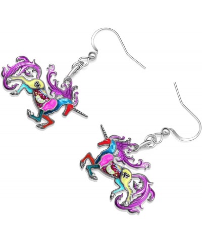 Enamel Alloy Cute Animal Unicorn Dangle Drop Earrings Novelty Horse Jewelry for Women Girls Ladies Gifts Charms Multi $9.68 E...