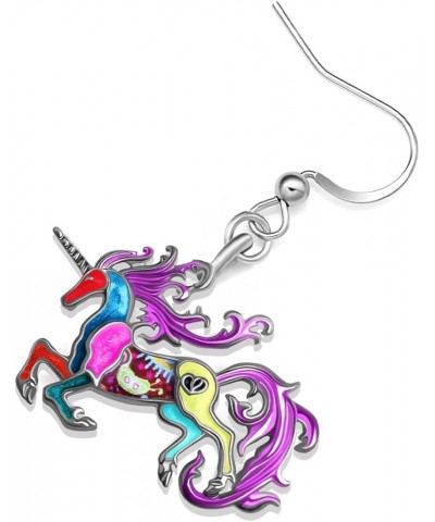 Enamel Alloy Cute Animal Unicorn Dangle Drop Earrings Novelty Horse Jewelry for Women Girls Ladies Gifts Charms Multi $9.68 E...