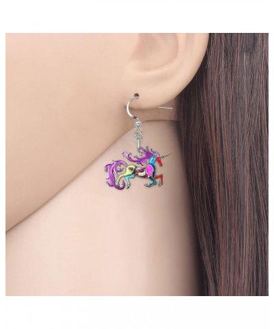 Enamel Alloy Cute Animal Unicorn Dangle Drop Earrings Novelty Horse Jewelry for Women Girls Ladies Gifts Charms Multi $9.68 E...