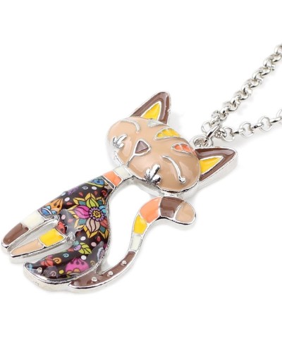 Statement Enamel Alloy Chain Cat Necklaces Pendant Original Design For Women Girls Brown $7.94 Necklaces