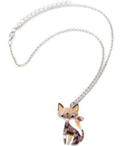 Statement Enamel Alloy Chain Cat Necklaces Pendant Original Design For Women Girls Brown $7.94 Necklaces