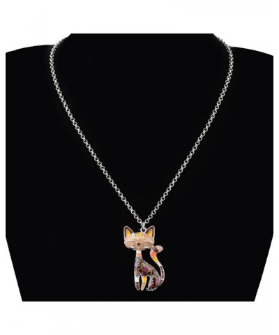 Statement Enamel Alloy Chain Cat Necklaces Pendant Original Design For Women Girls Brown $7.94 Necklaces