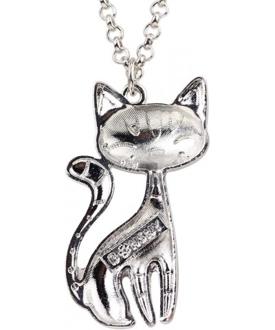 Statement Enamel Alloy Chain Cat Necklaces Pendant Original Design For Women Girls Brown $7.94 Necklaces