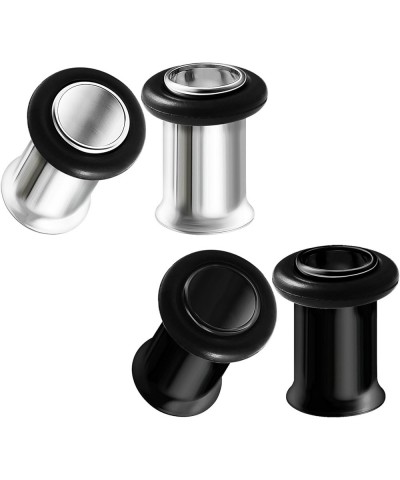 2 Pairs 316L Surgical Steel Black anodized Single Flared Piercing Jewelry Stretcher Ear Plug Earring Lobe Tunnel A02:Black St...