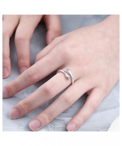 Christmas Day Gifts, Hug Ring,925 Sterling Silver Hug Rings for Women Teen Girls Silver Hugging Hands Open Promise Ring Jewel...