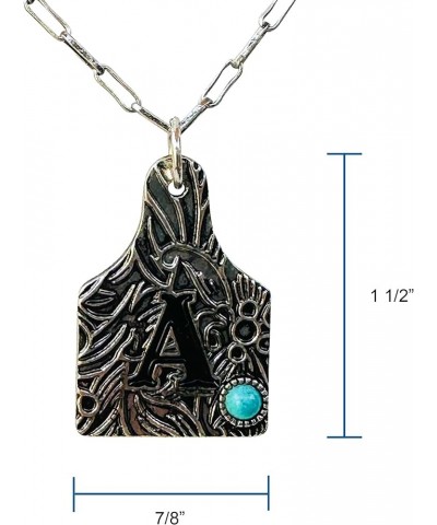 Western Boho Cattle Tag Letter A-Z with Turquoise Pendant Initial Monogram Necklace B $11.59 Necklaces