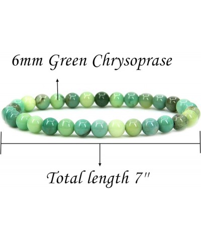 Natural Gem Semi Precious Gemstone 6mm Round Beads Stretch Bracelet 7" Unisex Green Chrysoprase $6.88 Bracelets