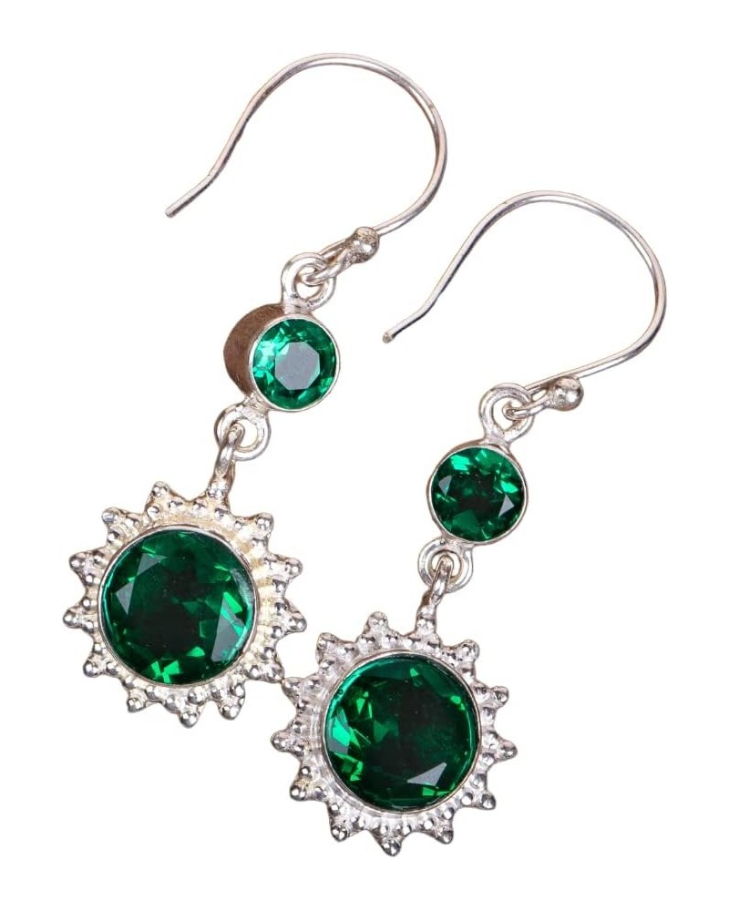 Green Emerald Gemstone 925 Sterling Silver Jewelry Earring,Stylish Earring For Her, Fine Silver Jewelry, Drop & Dangle Earrin...