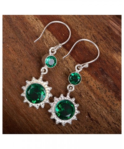 Green Emerald Gemstone 925 Sterling Silver Jewelry Earring,Stylish Earring For Her, Fine Silver Jewelry, Drop & Dangle Earrin...