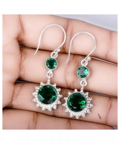 Green Emerald Gemstone 925 Sterling Silver Jewelry Earring,Stylish Earring For Her, Fine Silver Jewelry, Drop & Dangle Earrin...