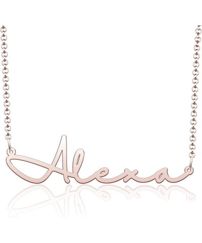 Name Necklace Personalized Gold Custom Name Plate Necklace Sterling Silver Alexa-Rose Gold $19.37 Necklaces