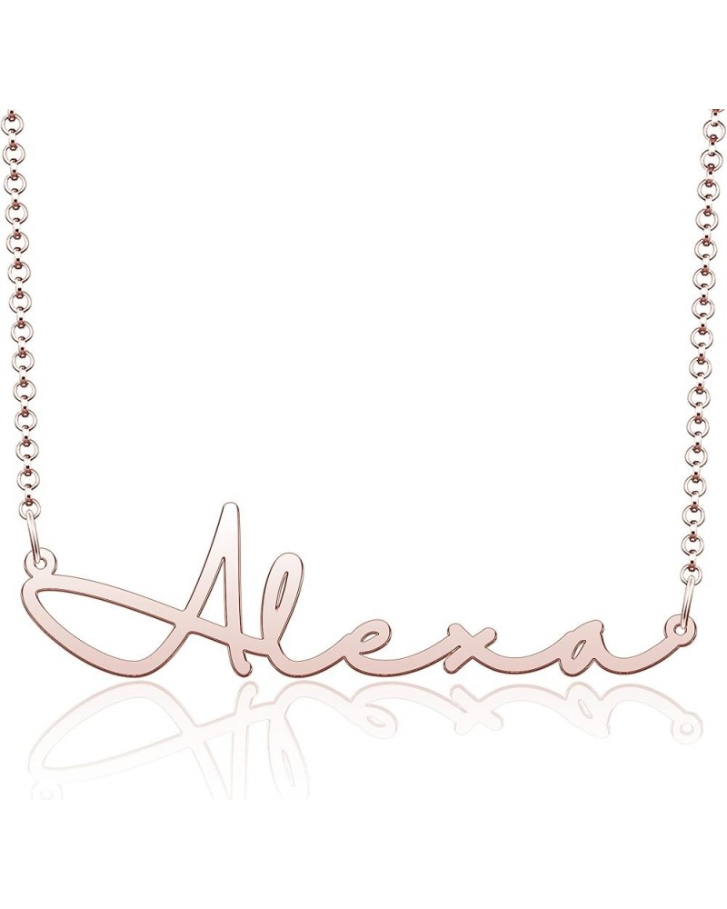 Name Necklace Personalized Gold Custom Name Plate Necklace Sterling Silver Alexa-Rose Gold $19.37 Necklaces