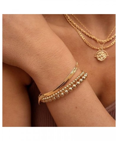 14K gold plated bracelet Set for Women， Trendy Dainty gold stackable bracelets ， gold bracelets for women gold jewelry for wo...