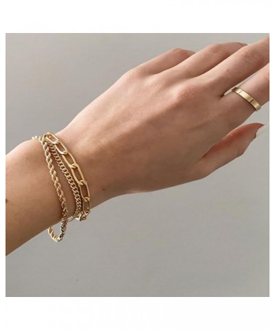 14K gold plated bracelet Set for Women， Trendy Dainty gold stackable bracelets ， gold bracelets for women gold jewelry for wo...