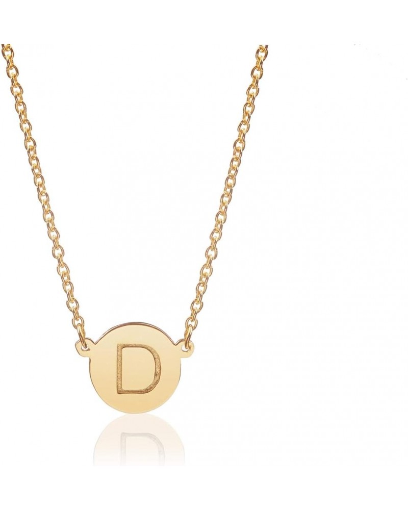 ROUND DISK INITIAL Necklace Gold : D $19.46 Necklaces