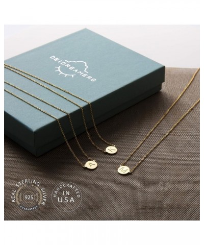 ROUND DISK INITIAL Necklace Gold : D $19.46 Necklaces