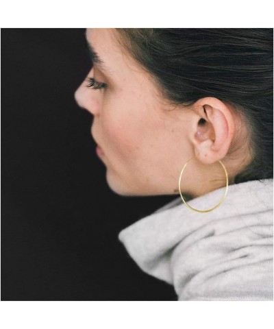 3 Pairs Big Thin Hoop Earrings, 18K Gold Plated Lightweight Minimalist Super Thin Wire Hoop Earrings Basketball Large Gold Ho...