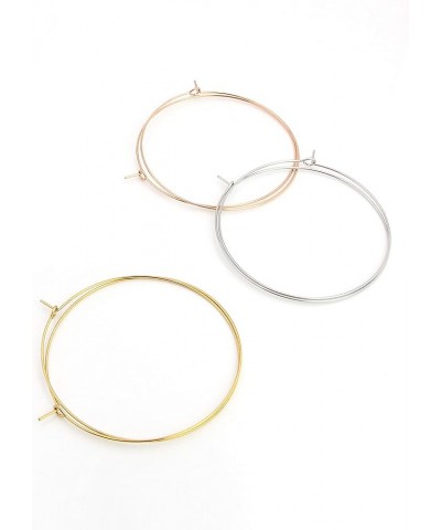 3 Pairs Big Thin Hoop Earrings, 18K Gold Plated Lightweight Minimalist Super Thin Wire Hoop Earrings Basketball Large Gold Ho...