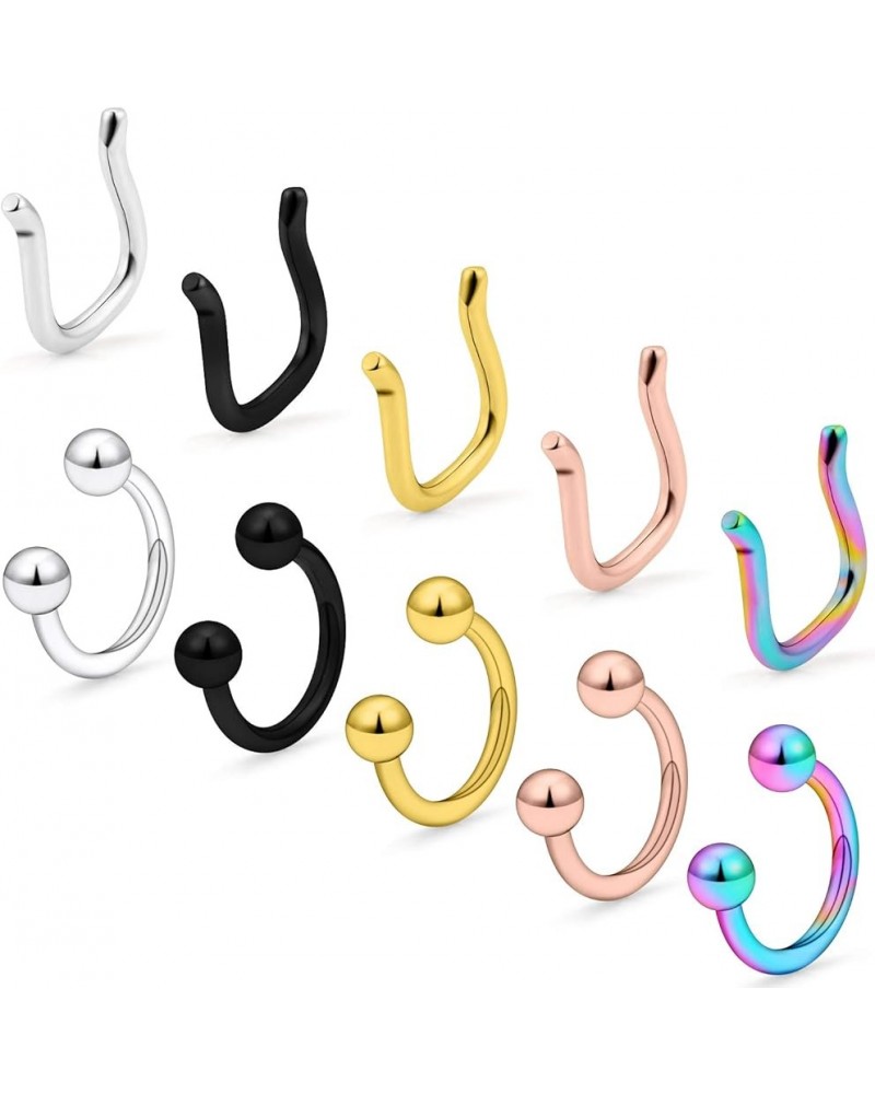 Septum Piercing Jewelry 316L Surgical Steel 10mm U-Shaped Horseshoe Nose Hoop Ring Septum Piercing Hanger Retainer 16g 14g 12...