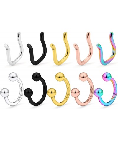 Septum Piercing Jewelry 316L Surgical Steel 10mm U-Shaped Horseshoe Nose Hoop Ring Septum Piercing Hanger Retainer 16g 14g 12...