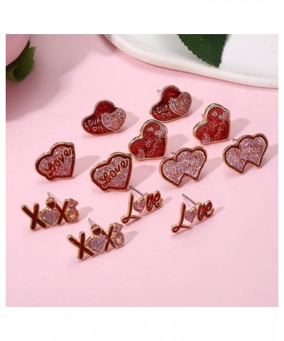 Valentine's Day Heart Stud Earrings for Women Girls Enamel Rhinestone Heart Ear Studs Sweet Love Heart Earrings Wedding Birth...