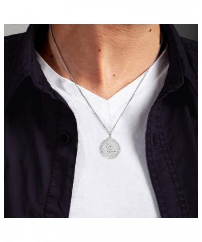 Solid 925 Sterling Silver Praying Hands Cuban Link Round Frame Pendant Necklace and Pendant Only Pendant Only $38.15 Necklaces