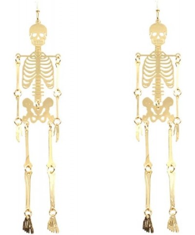 Filigree Halloween Hook Earrings - Skull Cutout, Lightweight, Metallic, Skeleton, For Women, Spook Skeleton/Gold $11.96 Earrings