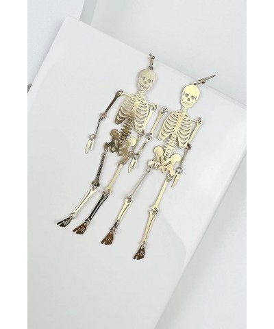 Filigree Halloween Hook Earrings - Skull Cutout, Lightweight, Metallic, Skeleton, For Women, Spook Skeleton/Gold $11.96 Earrings