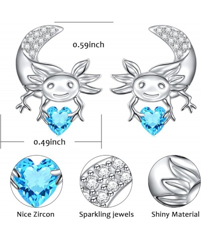 Axolotl Earrings/Necklace/Ring for Women Girls 925 Sterling Silver Hypoallergenic Axolotl Stud/Hoop Earrings Birthstone Cute ...