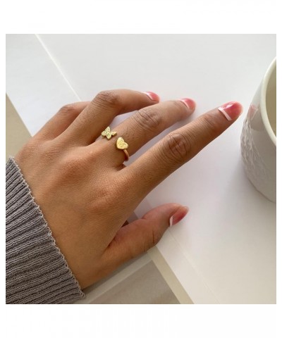 Gold Initial Ring for Women Stackable Letter Open Rings for Teen Girls Cute Gold Butterfly Rings CZ Inlaid Rings Aesthetic Je...