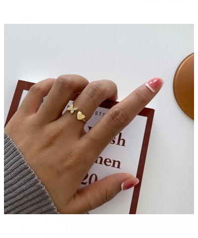 Gold Initial Ring for Women Stackable Letter Open Rings for Teen Girls Cute Gold Butterfly Rings CZ Inlaid Rings Aesthetic Je...