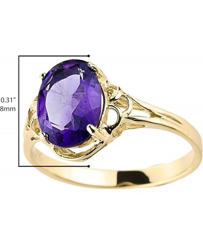 14k Yellow Gold February Birthstone Genuine Oval Amethyst Gemstone Solitaire Ring $134.00 Rings