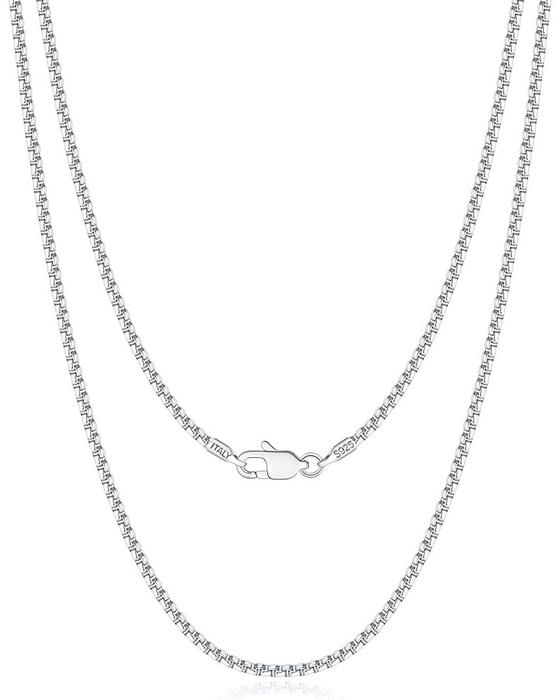 18K Real Gold Over 925 Sterling Silver Chain Necklace for Women Men, 1.5/2mm Box Chain Necklace Round Box Chain for Women Men...