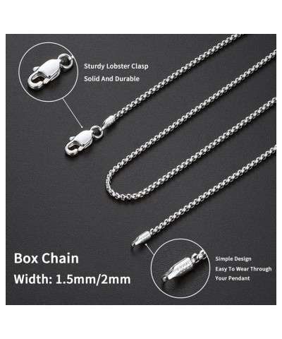 18K Real Gold Over 925 Sterling Silver Chain Necklace for Women Men, 1.5/2mm Box Chain Necklace Round Box Chain for Women Men...