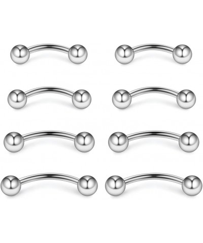 14G Surgical Steel Eyebrow Snake Eye Tongue Navel Belly Ring Body Piercing Jewelry 8PCS Steel $8.54 Body Jewelry