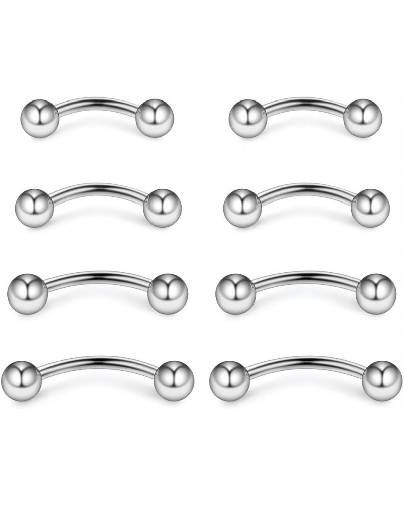 14G Surgical Steel Eyebrow Snake Eye Tongue Navel Belly Ring Body Piercing Jewelry 8PCS Steel $8.54 Body Jewelry