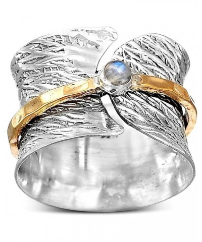 Moonstone Spinner Ring for Women Anxiety Ring Stress Relief Ring Vintage Wide Band Ring Fidget Meditation Ring Silver Chunky ...