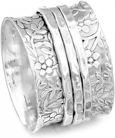 925 Sterling Silver Spinner Flowers Ring for Women Fidget Anxiety Relief Ring Band $26.16 Rings