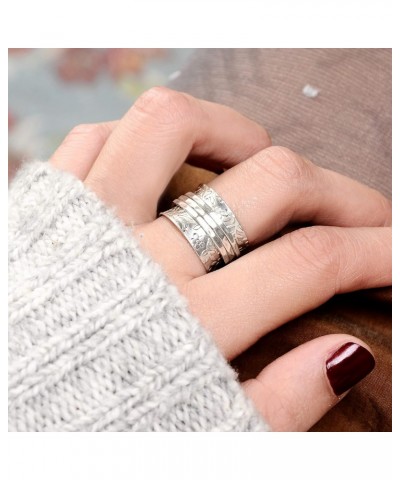 925 Sterling Silver Spinner Flowers Ring for Women Fidget Anxiety Relief Ring Band $26.16 Rings