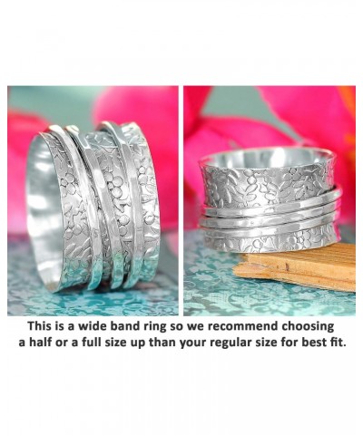 925 Sterling Silver Spinner Flowers Ring for Women Fidget Anxiety Relief Ring Band $26.16 Rings