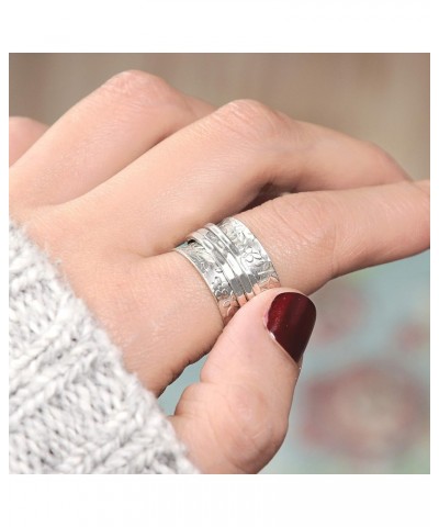 925 Sterling Silver Spinner Flowers Ring for Women Fidget Anxiety Relief Ring Band $26.16 Rings