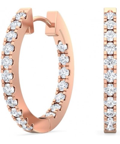 1-5 Carat (ctw) White Gold Round Cut LAB GROWN Diamond Inside Out Hoops Earrings Color H-I Clarity VS1-VS2 Rose Gold 1.5 cara...