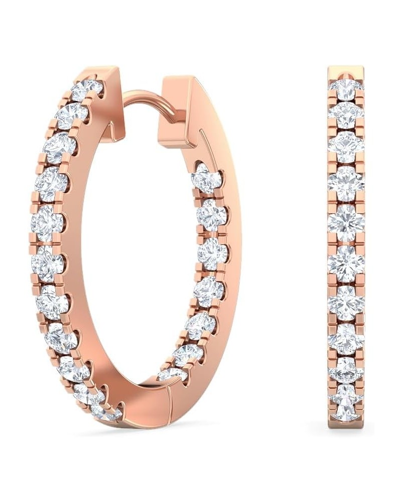 1-5 Carat (ctw) White Gold Round Cut LAB GROWN Diamond Inside Out Hoops Earrings Color H-I Clarity VS1-VS2 Rose Gold 1.5 cara...