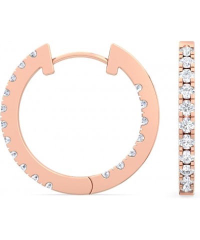 1-5 Carat (ctw) White Gold Round Cut LAB GROWN Diamond Inside Out Hoops Earrings Color H-I Clarity VS1-VS2 Rose Gold 1.5 cara...