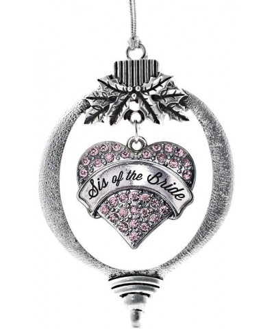 Nurse Charm Ornament - Silver Pave Heart Charm Holiday Ornaments with Cubic Zirconia Jewelry Script Pink Sis of the Bride $10...