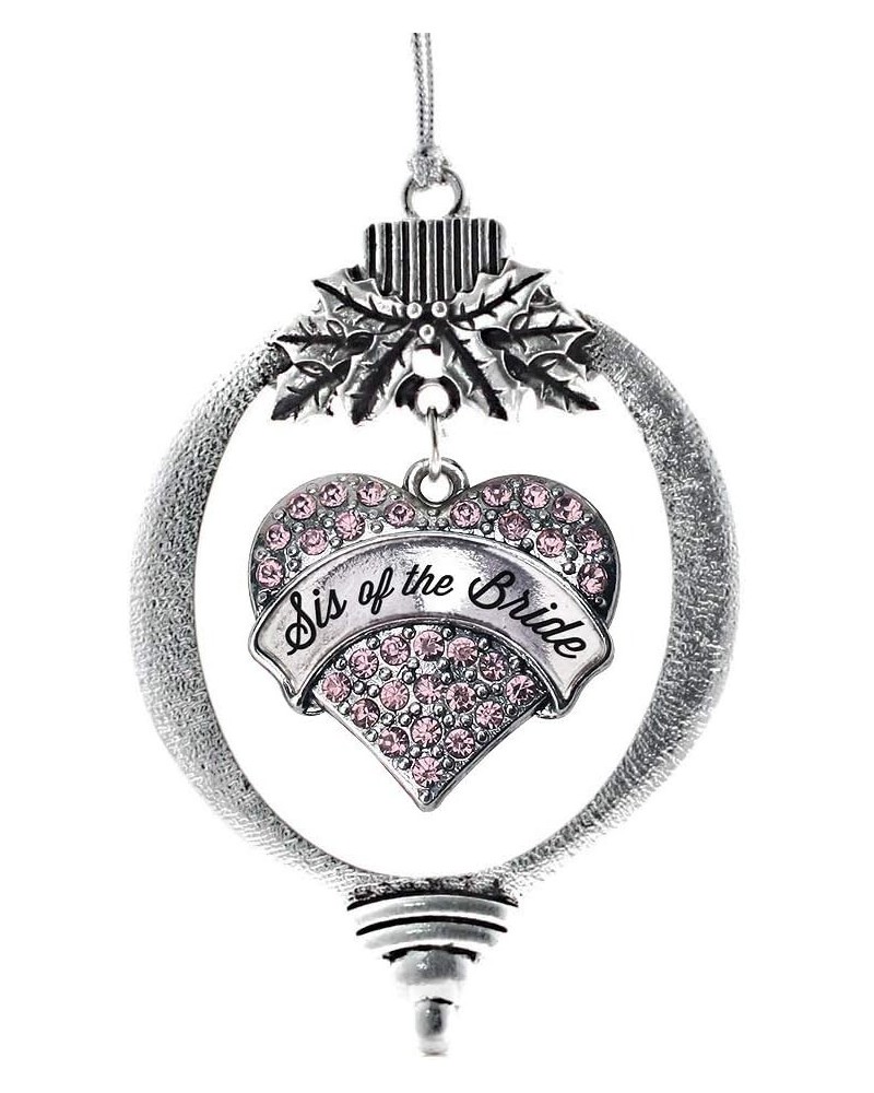 Nurse Charm Ornament - Silver Pave Heart Charm Holiday Ornaments with Cubic Zirconia Jewelry Script Pink Sis of the Bride $10...