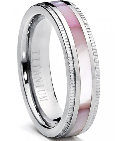 Titanium Women's Pink Hues Mother of Pearl Inlaid Band Ring, Comfort Fit, 5mm Sizes 5 to 9 $12.82 Rings